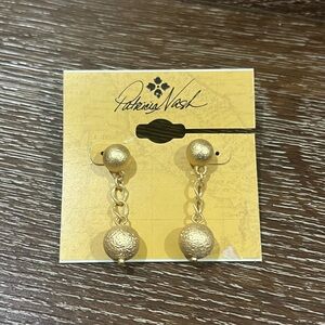 NWT Patricia Nash Egyptian Gold Textured Drop Ball Chain Earrings